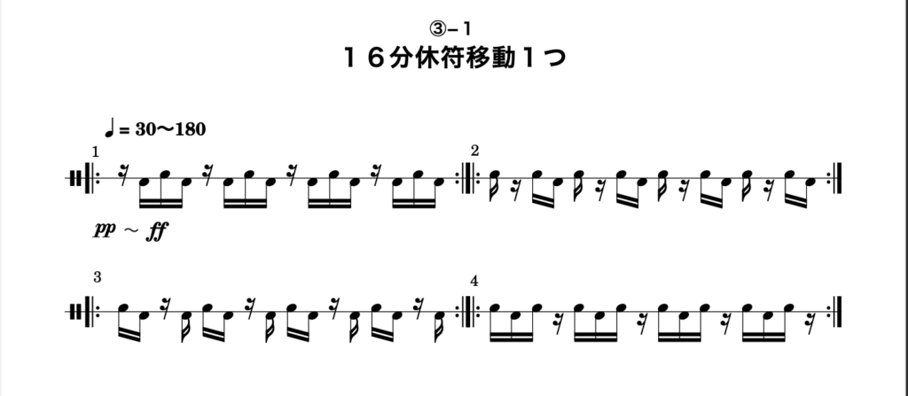 休符移動の楽譜